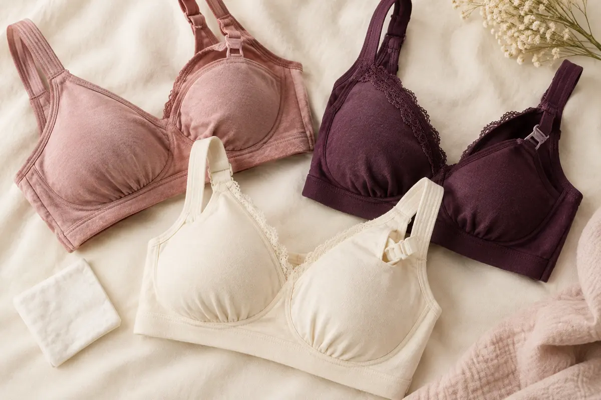 Soutien-gorge d’allaitement souple montrant ses clips d’ouverture