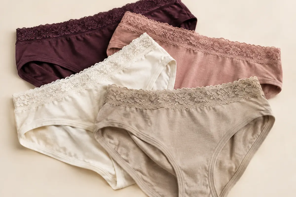 Lot de culottes classiques multicolores en coton extensible, avec ceinture en dentelle souple