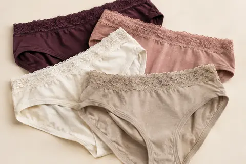 Lot de culottes classiques multicolores en coton extensible, avec ceinture en dentelle souple