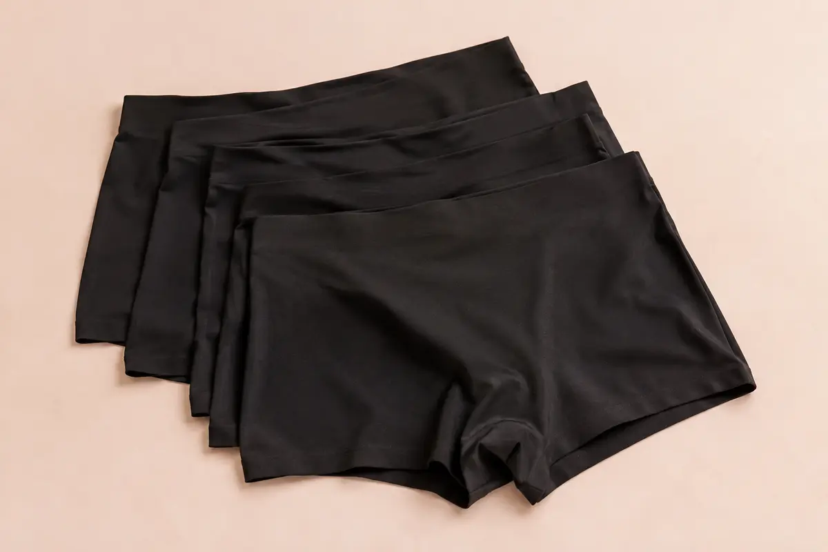 Lot de shortys noirs pour femme en microfibre, à la coupe boxer et à la finition sans couture