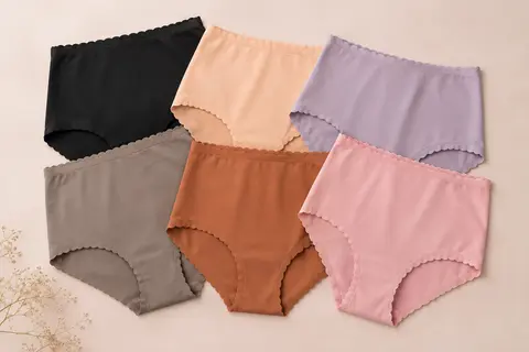 Lot de six culottes taille haute sans couture, aux bords lisses et à la bordure festonnée
